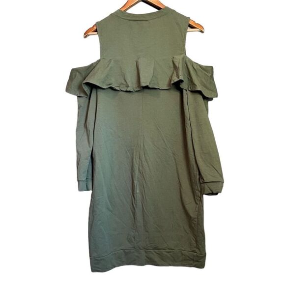 Torrid ruffled knit sweatshirt dress. Olive green. - Picture 10 of 13